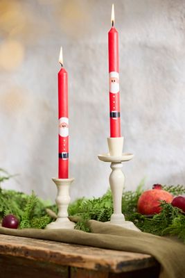 Painted Santa Tapers, Set of 2
