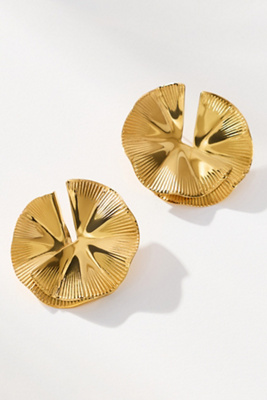 Rmn Lola Statement Fan Earrings In Gold