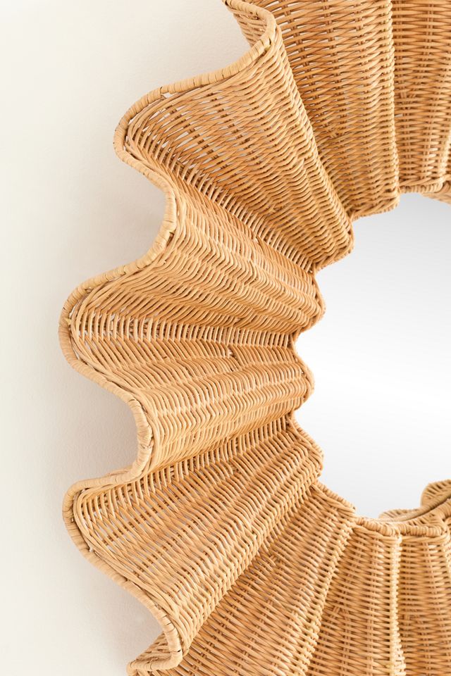 Wave Rattan Round Mirror #2