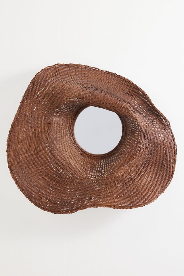 Specchio Ad Arco Anahi In Rattano Marrone - ATMOSPHERA - 87x47 Cm - Design Naturale Per Parete