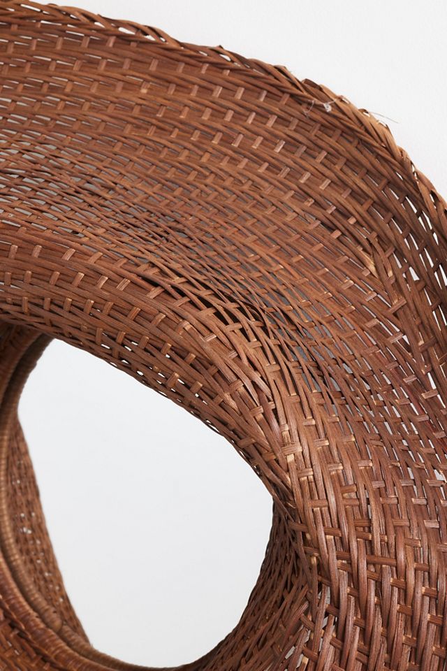 Undulating Woven Rattan Round Mirror #2