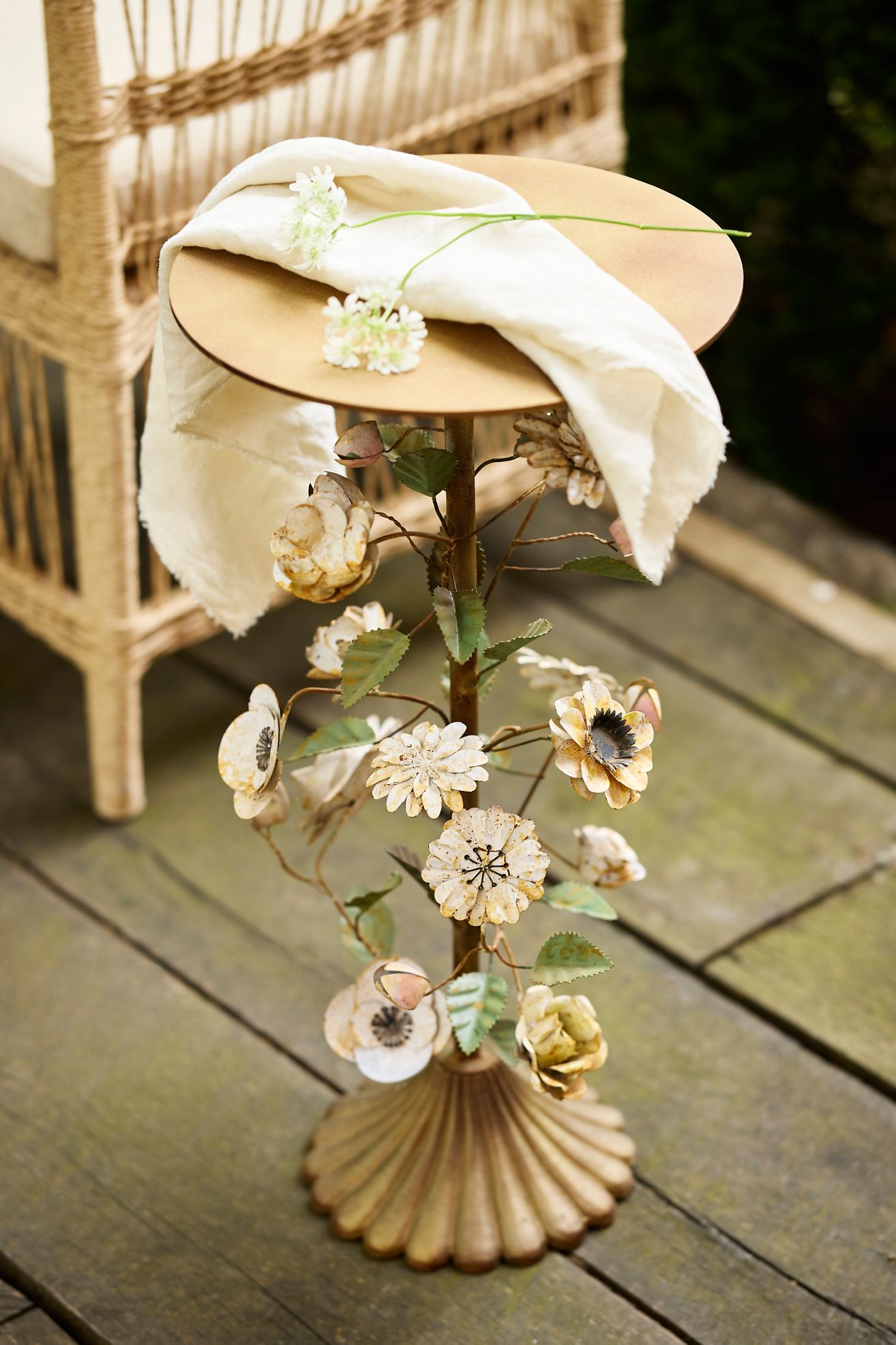 Floral Iron Side Table - Bronze, Standard, One Size