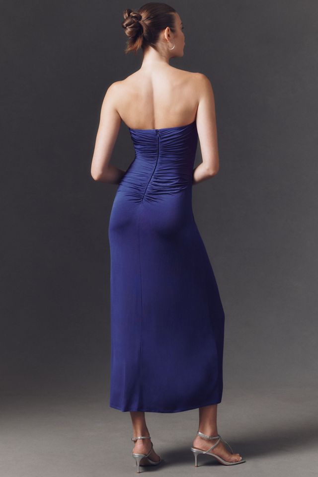 BHLDN Strapless Slim Ruched Jersey Midi Dress #1