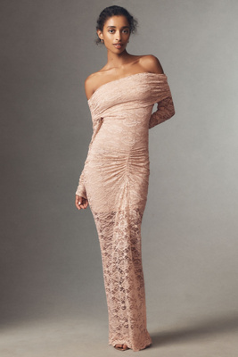 Ronny Kobo Yessenia Off-The-Shoulder Long-Sleeve Lace Maxi Dress |  Anthropologie