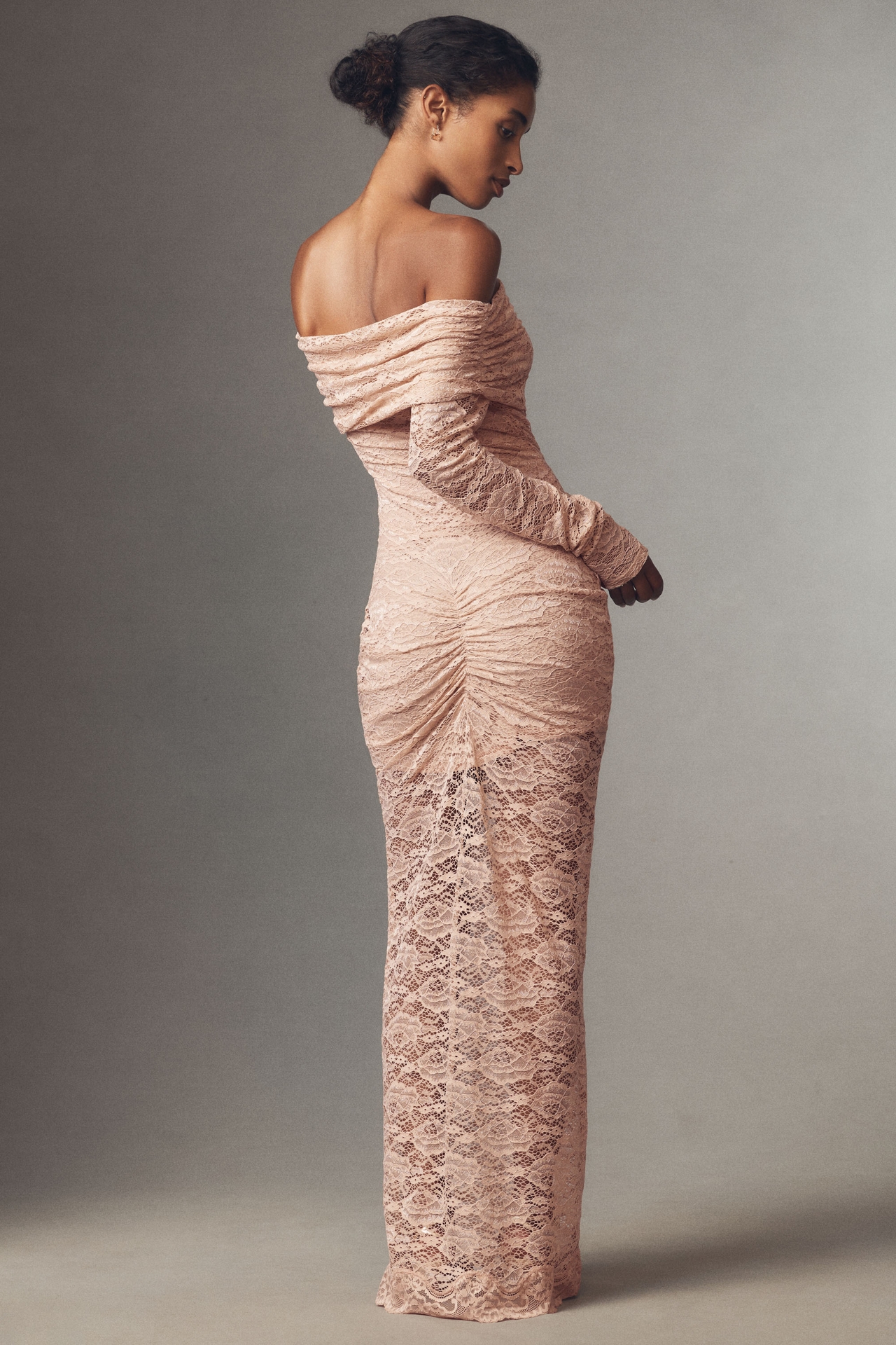 Ronny Kobo Yessenia Off-The-Shoulder Long-Sleeve Lace Maxi Dress