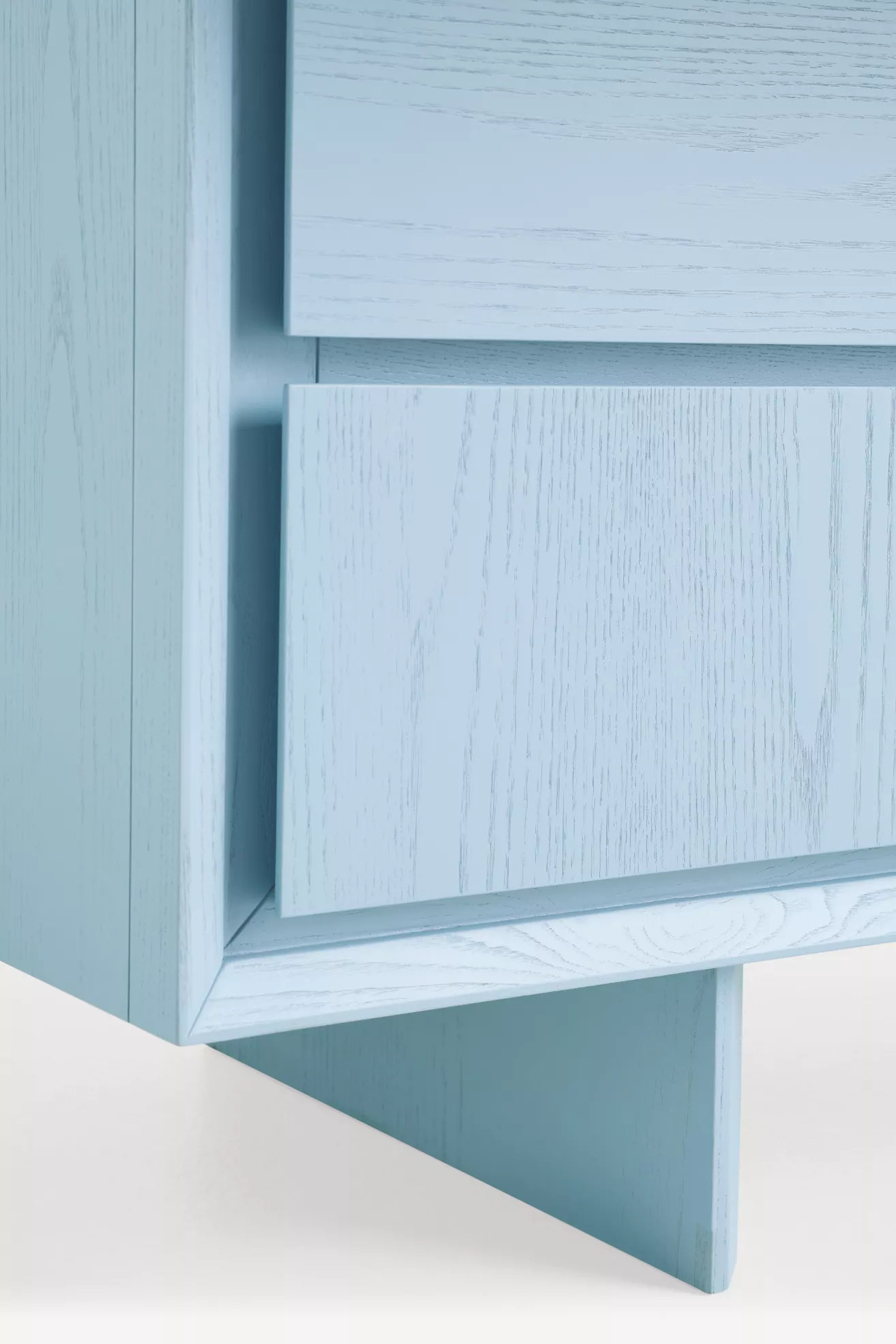 close-up of the blue wood texture and drawer frame