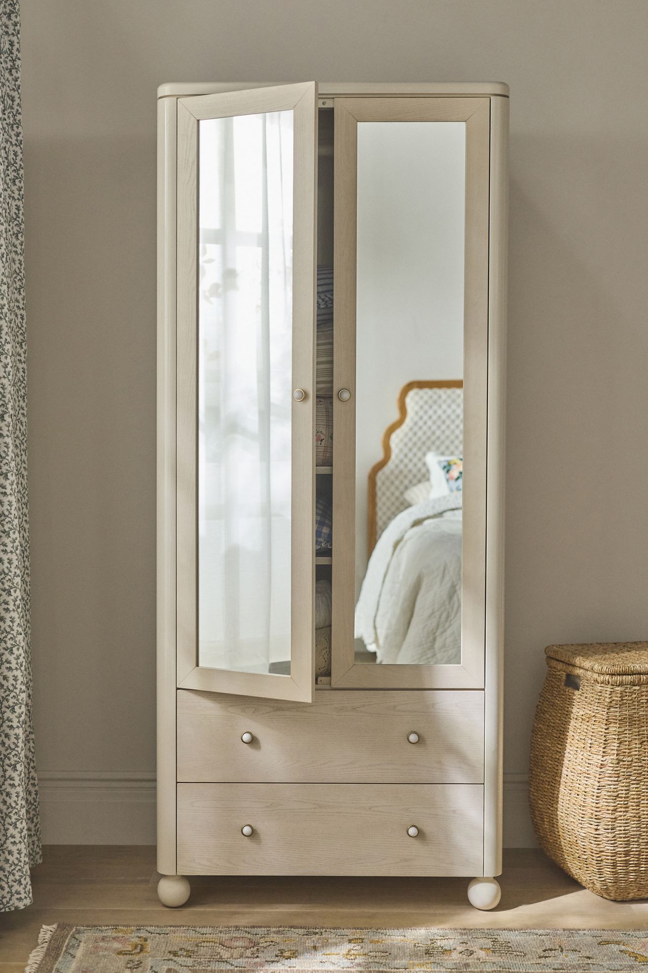Tasha Lacquer Armoire - Ivory, One Size