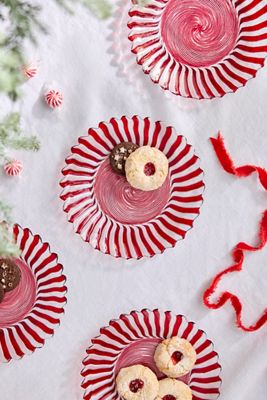 Candy Cane Glass Side Plates, Set of 4