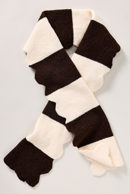 By Anthropologie Scallop Stripe Scarf In Brown
