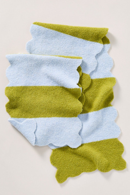 By Anthropologie Scallop Stripe Scarf In Blue