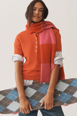 By Anthropologie Scallop Stripe Scarf In Multi