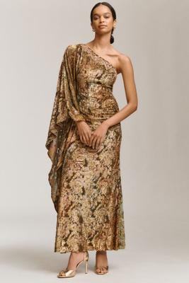 Mac Duggal One-shoulder Maxi Dress In Multi