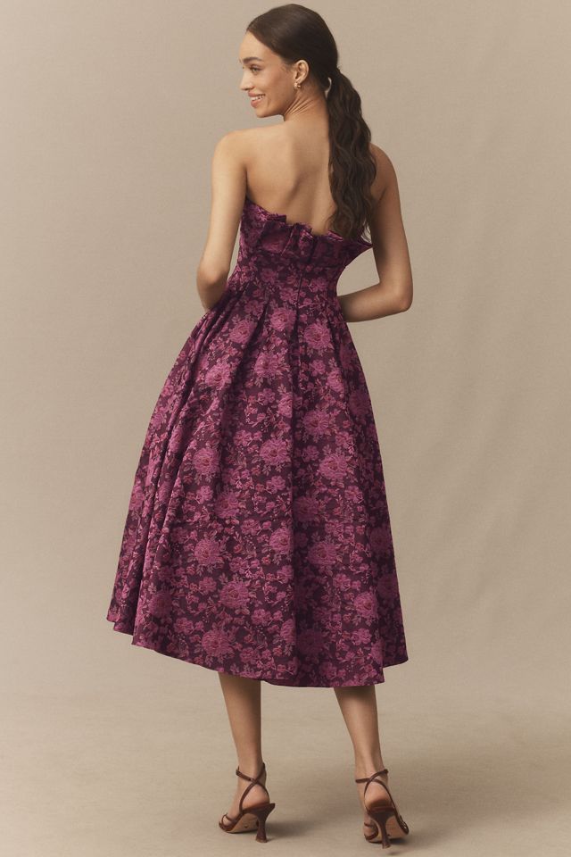 Mac Duggal Strapless Floral Brocade A-Line Midi Dress #2