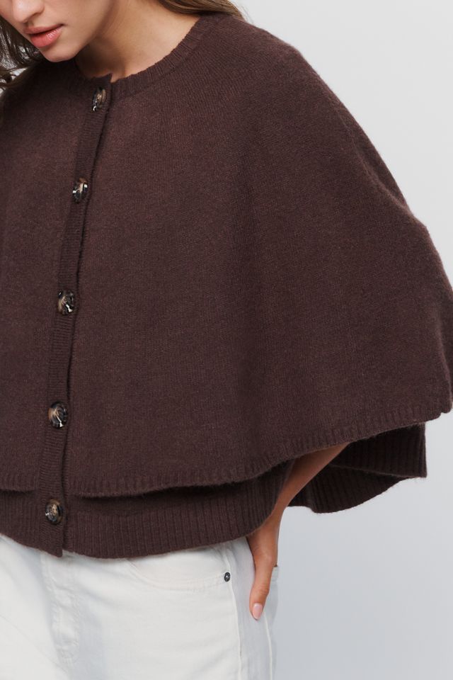 By Anthropologie Button Front Cape Sweater #1