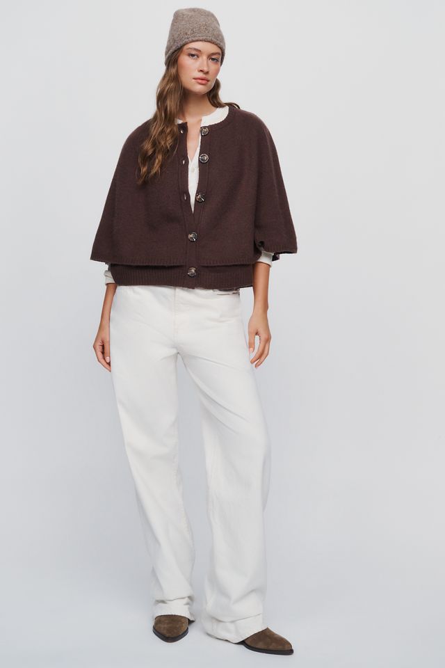 By Anthropologie Button Front Cape Sweater #3