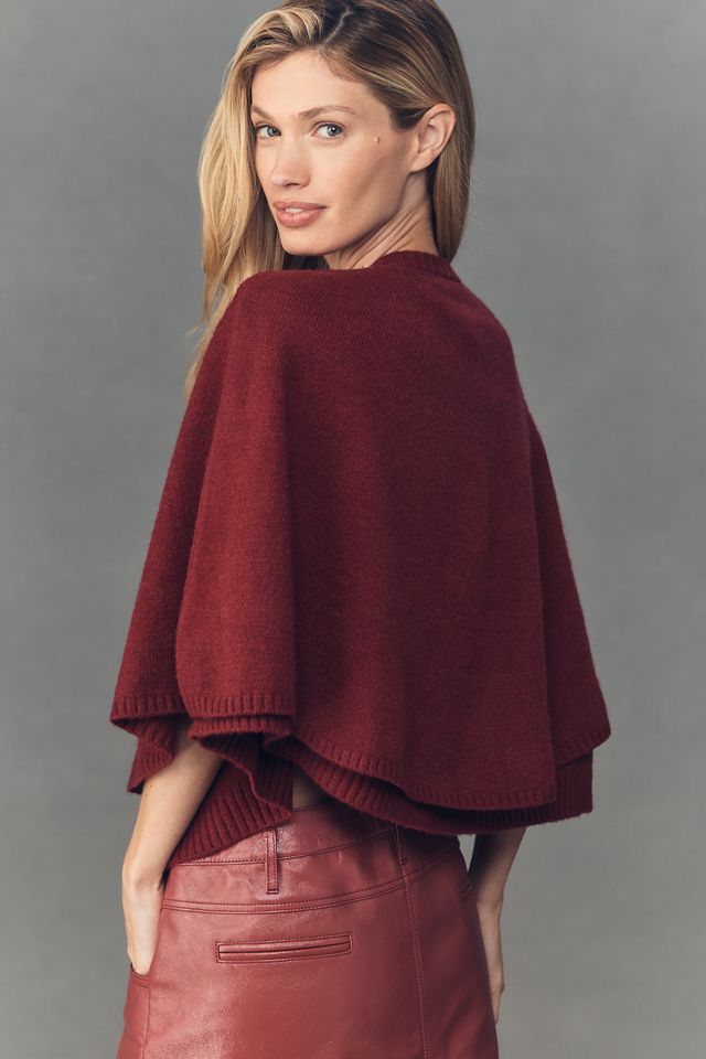 By Anthropologie Button-Front Knit Cape Top #1