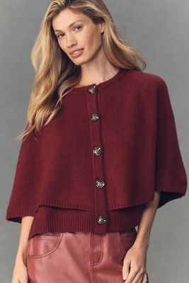 By Anthropologie Button-Front Knit Cape Top