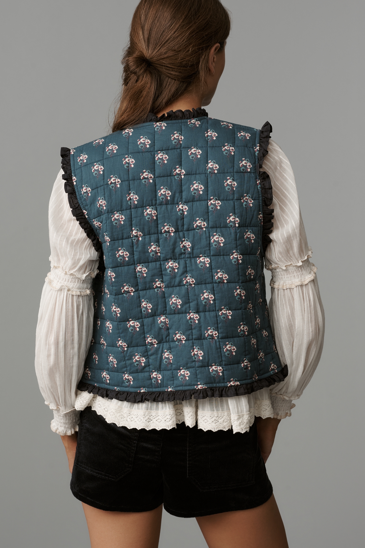 Ophelia & Indigo Reversible Quilted Floral Vest