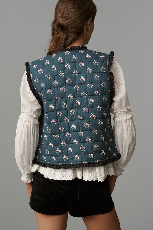 Ophelia & Indigo Reversible Quilted Floral Vest #1