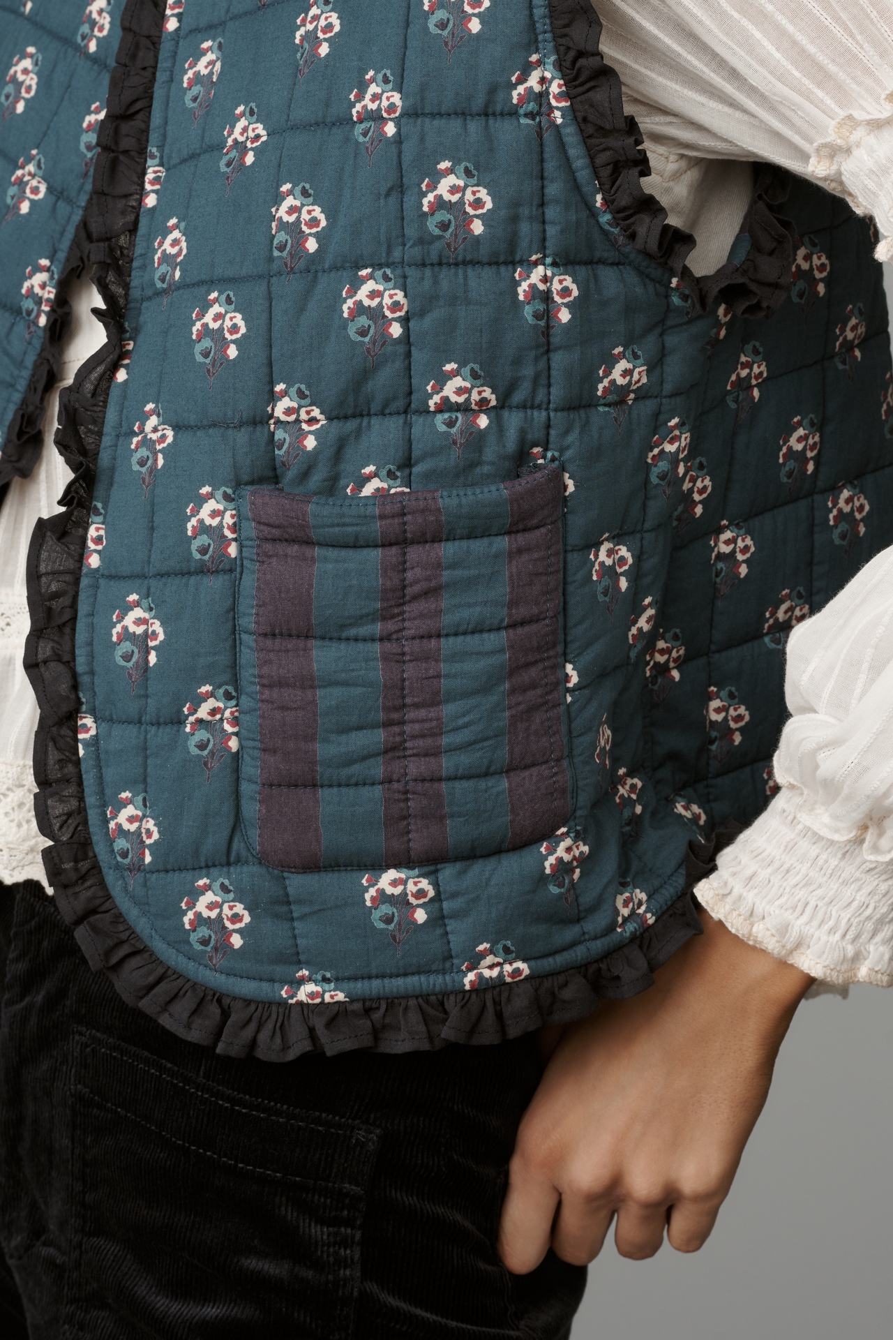 Ophelia & Indigo Reversible Quilted Floral Vest