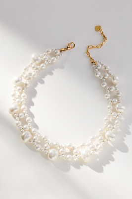 By Anthropologie Layered Assorted Pearl Necklace In White