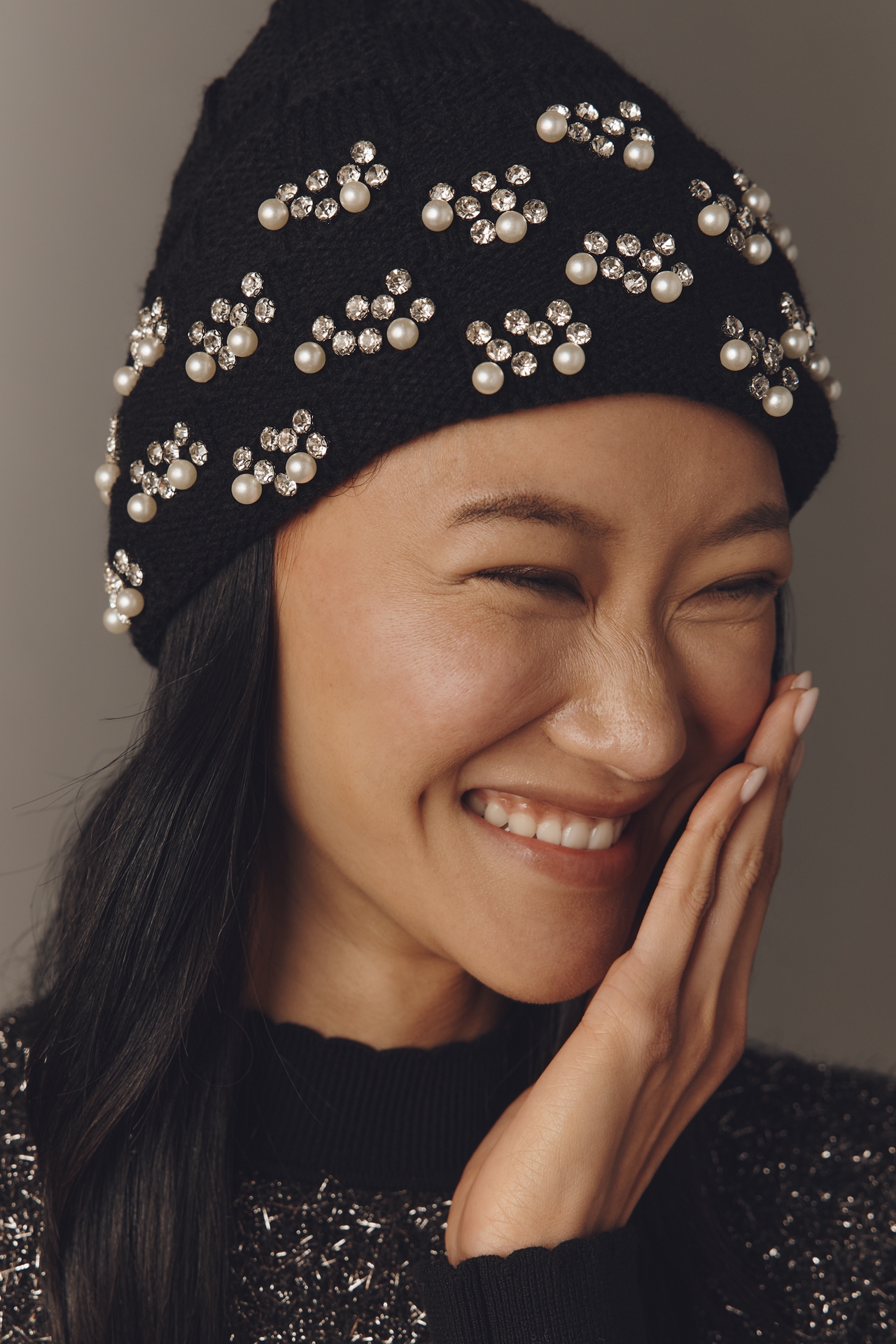 Maeve Checkered Crystal Beanie