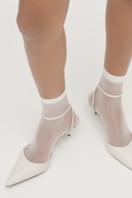 Lechery Lustrous Silky Shiny Sheer Socks, Set Of 2 In White
