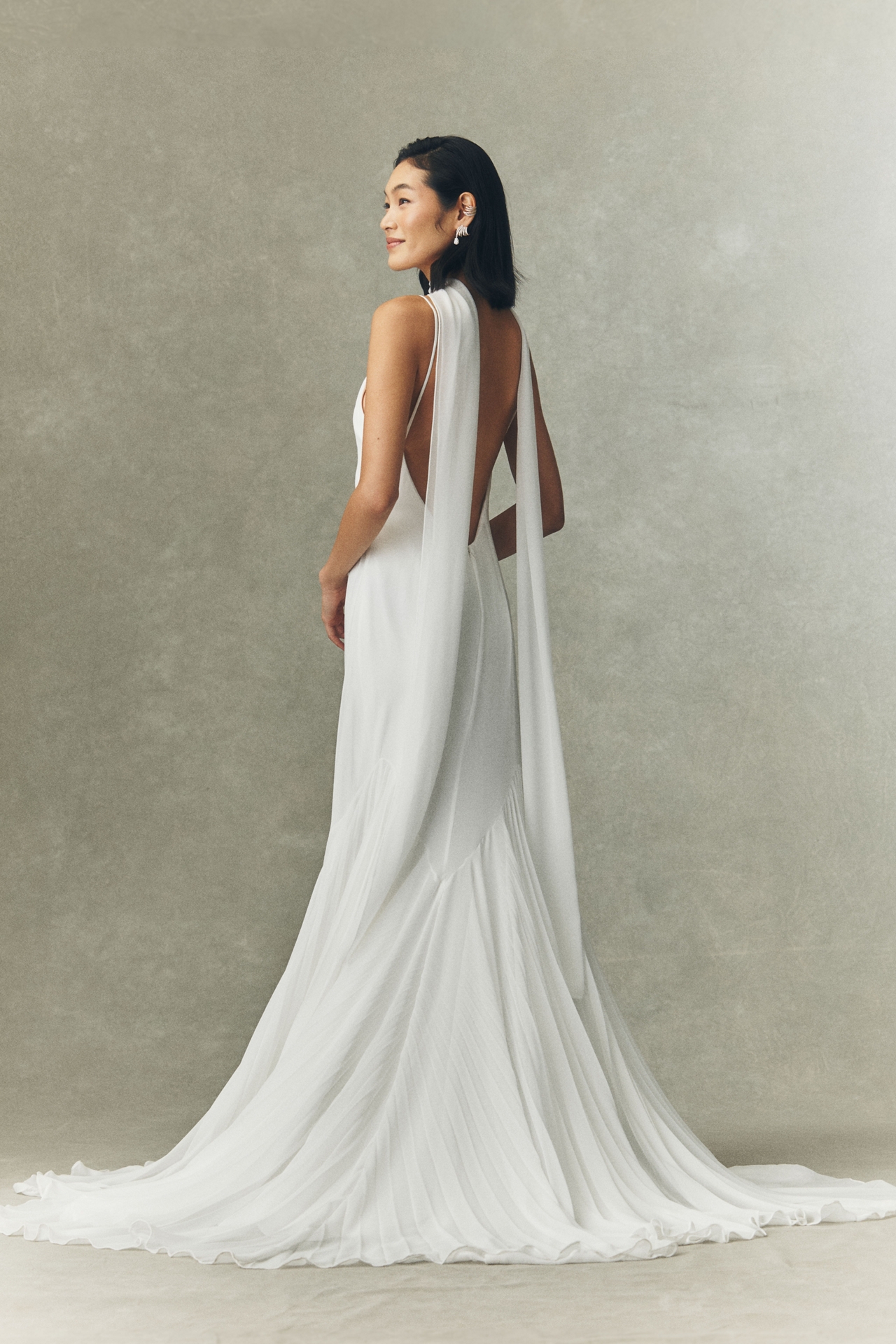 Besa Edin V-Neck Chiffon A-Line Wedding Gown