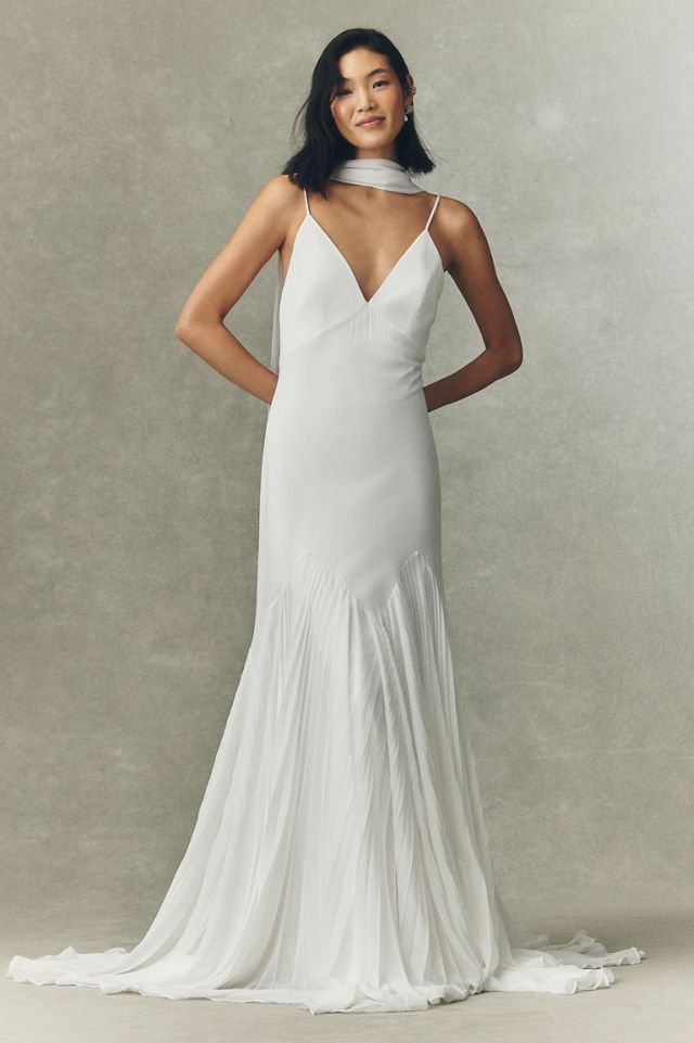 Besa Edin V-Neck Chiffon A-Line Wedding Gown #3