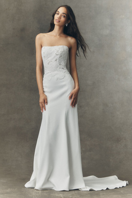 Jenny Yoo Jenny By  Raelyn Strapless Column Wedding Gown In White