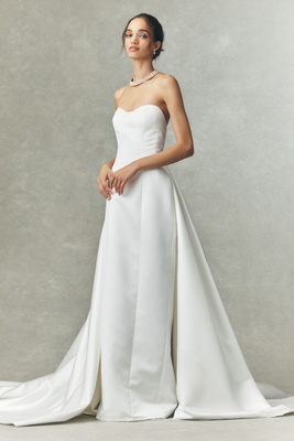 Jenny Yoo Jenny By  Elsie Strapless Sweetheart Satin Wedding Gown In White