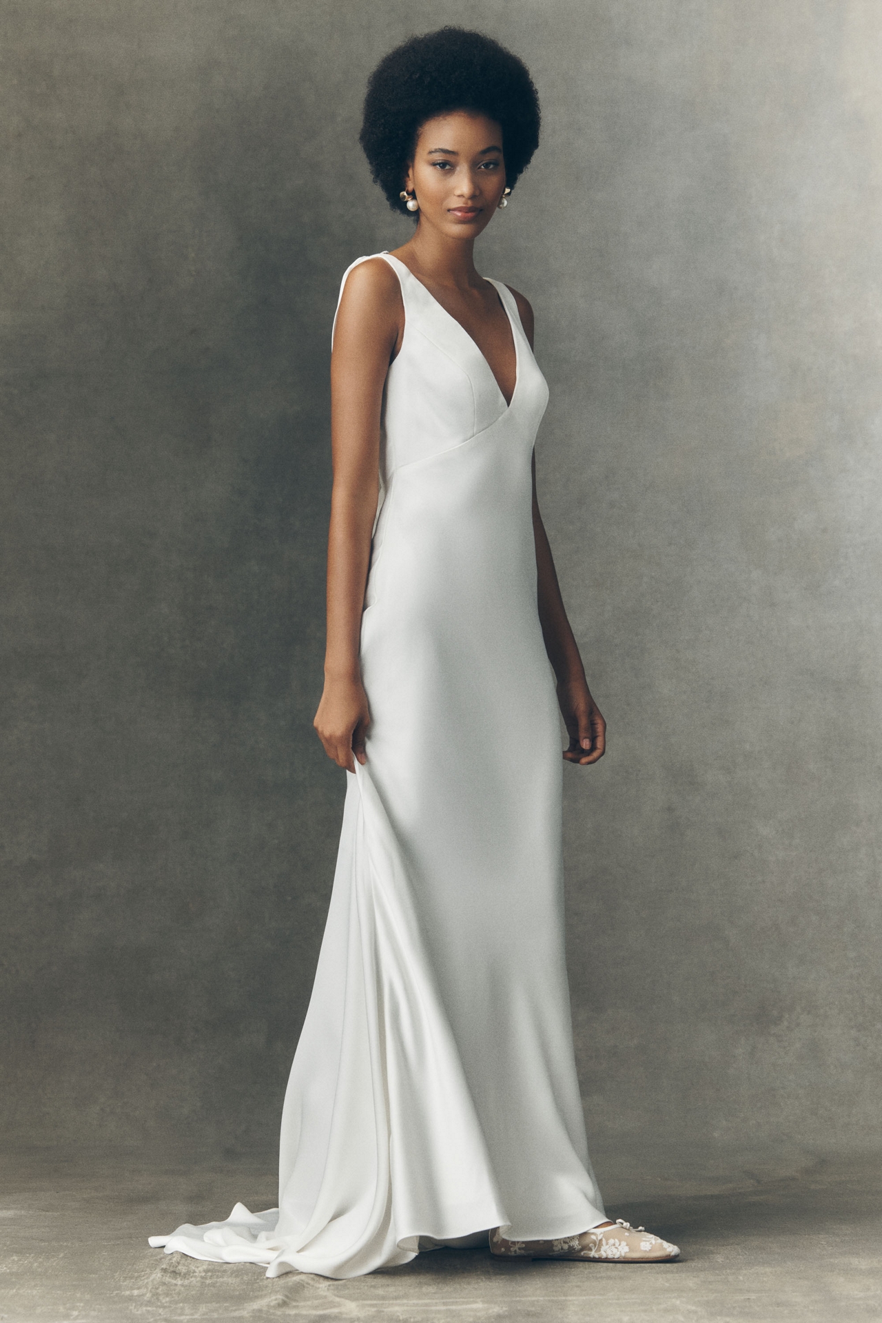 Jenny by Yoo Remy Satin V-Neck Open-Back Wedding Gown