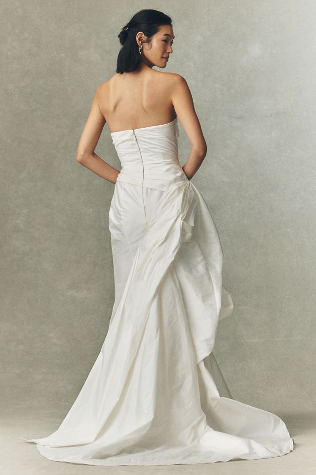 Watters Monroe Strapless Ruffled Column Wedding Gown #1