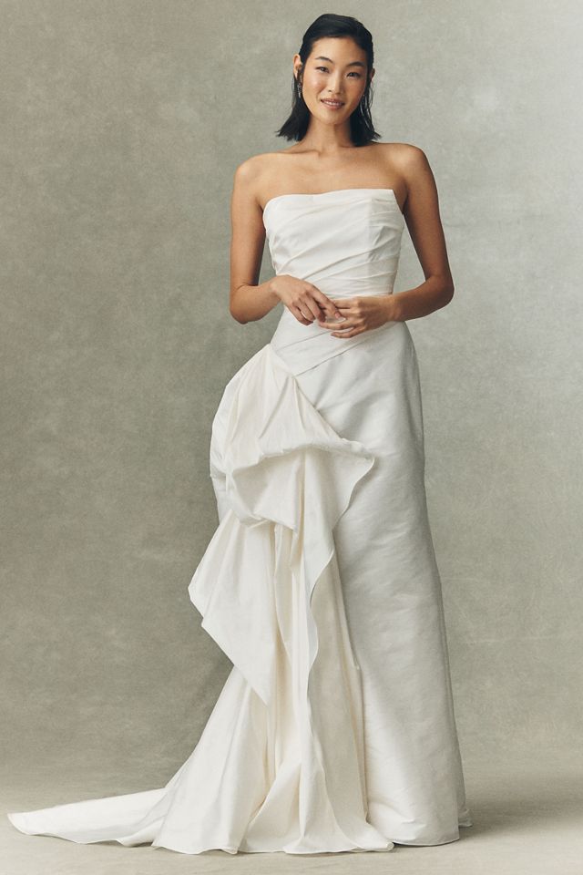 Watters Monroe Strapless Ruffled Column Wedding Gown #3
