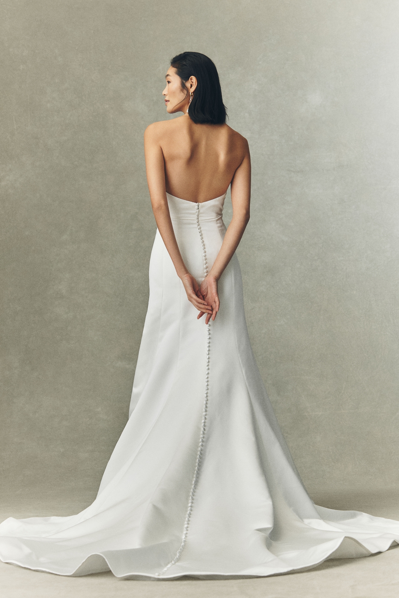 Watters Lucette Strapless Satin Wedding Gown