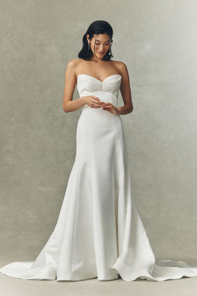 Watters Lucette Strapless Satin Wedding Gown #3