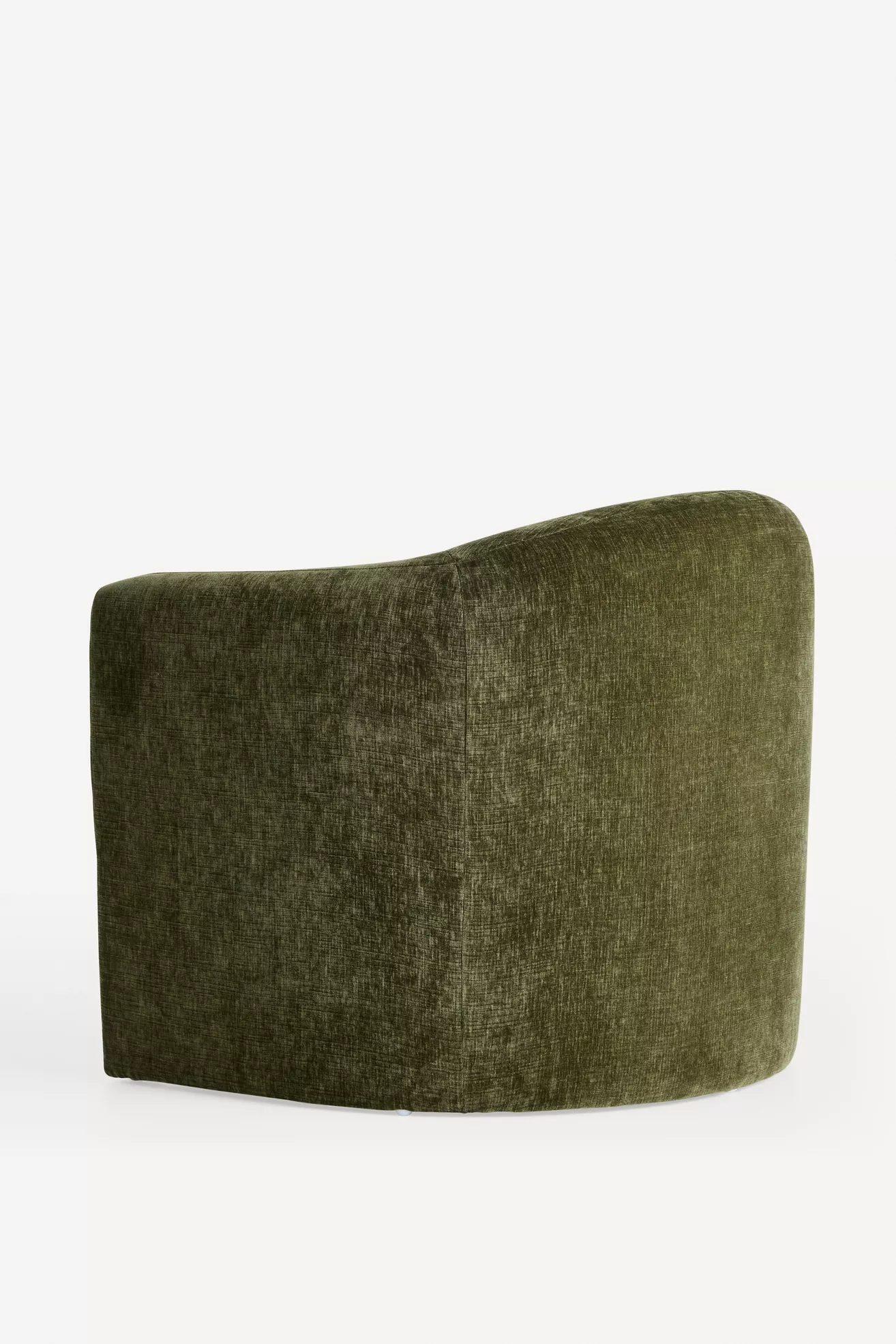 Rear or side exterior of olive green velvet chair