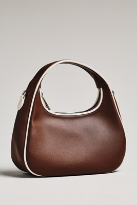 Melie Bianco Piped Mini Shoulder Bag In Brown