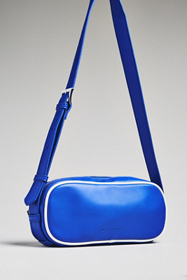 Melie Bianco Vegan Leather Sporty Shoulder Bag In Blue