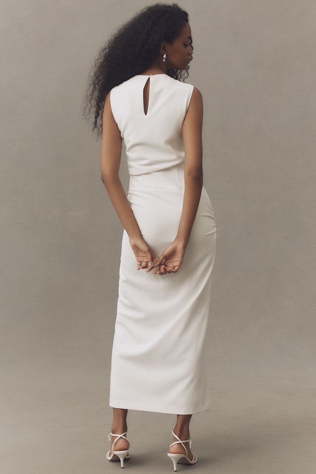 BHLDN Sleeveless High-Neck Structured Ruched Midi Dress #1