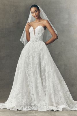 Anthropologie Weddings x Pronovias Kareny Basque-Waist Wedding Gown