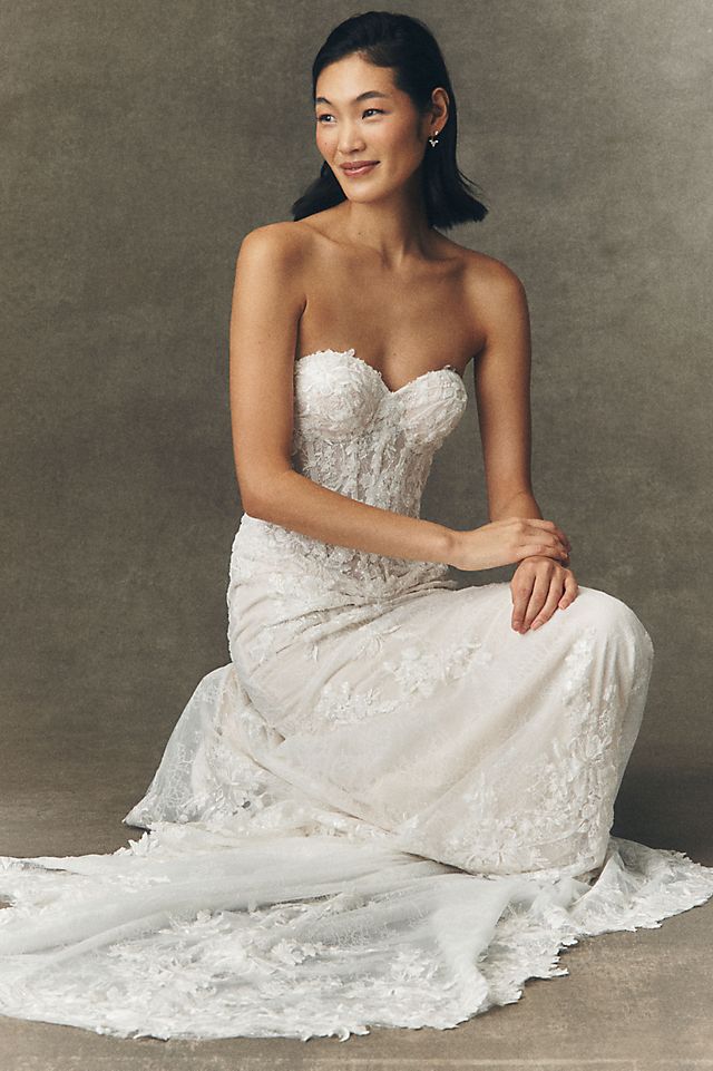 anthropologie wedding dress Watters Reko Strapless Corset Gown Vintage Bridal Inspiration | Anthropologie