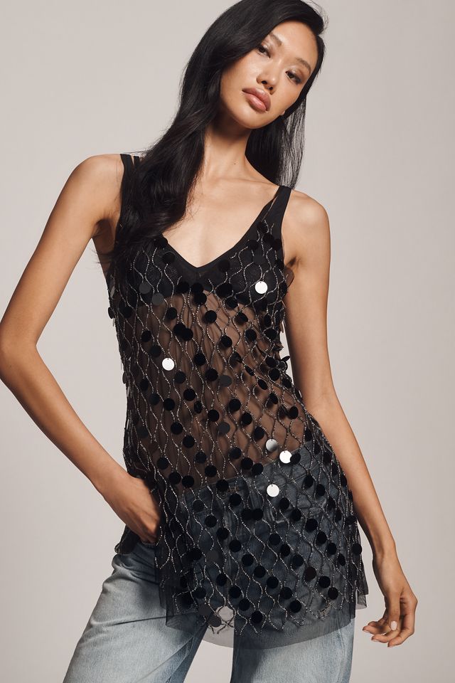 By Anthropologie Sequin-Embellished Cami Tunic #3