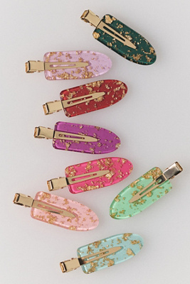 By Anthropologie Gold Leaf Crease-free Hair Clips, Set Of 8 In Multi