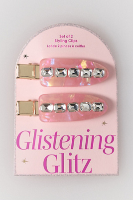 By Anthropologie Embellished Crease-free Clips, Set Of 2 In Pink