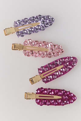 By Anthropologie Jeweled Crease-free Hair Clips, Set Of 4 In Multi