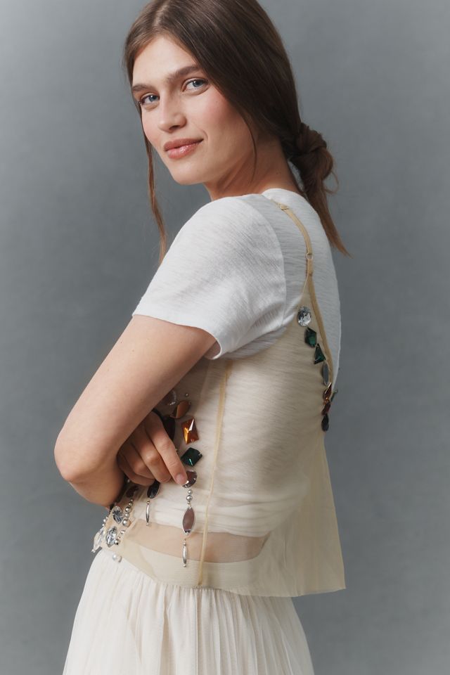 By Anthropologie Jewel-Embellished Sheer Cami #2