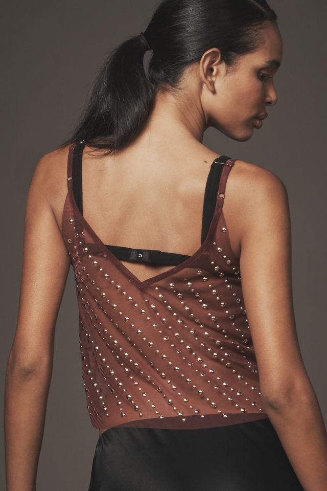 By Anthropologie Studded Sheer Mesh Cami #1