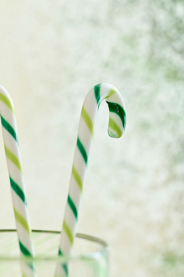 Green Candy Cane Drink Stirrers, Set of 4 #1
