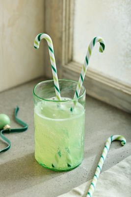Green Candy Cane Drink Stirrers, Set of 4